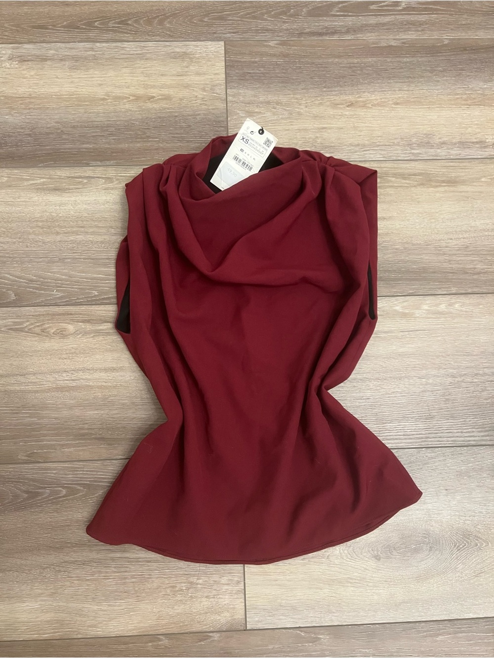 Zara Sleeveless Cowl Neck Top - Burgundy